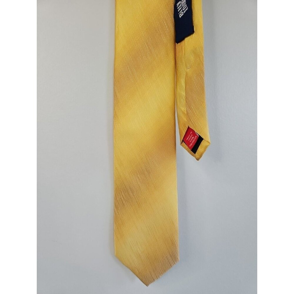 Billy London Yellow Solid Pattern Neck Tie, Narrow, 100% Polyester